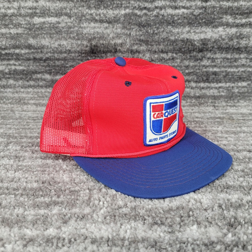Vintage CARQUEST Auto Parts Stores Trucker‎ Hat Red Blue Mesh Snapback One Size